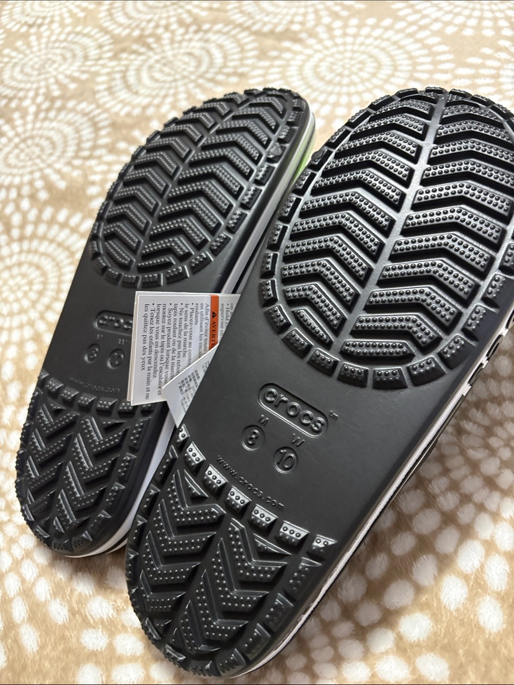 CROCS Black Slide Sandals with White Trim - Picture 3 of 3